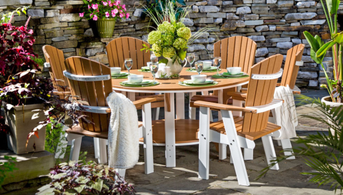 Outdoor furniture around round table