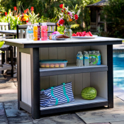 Outdoor island next to the pool