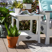 Outdoor side table on patio