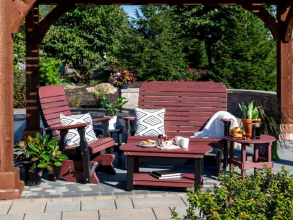 Curve Back Gliders, Coffee Table, & Round Side Table Set